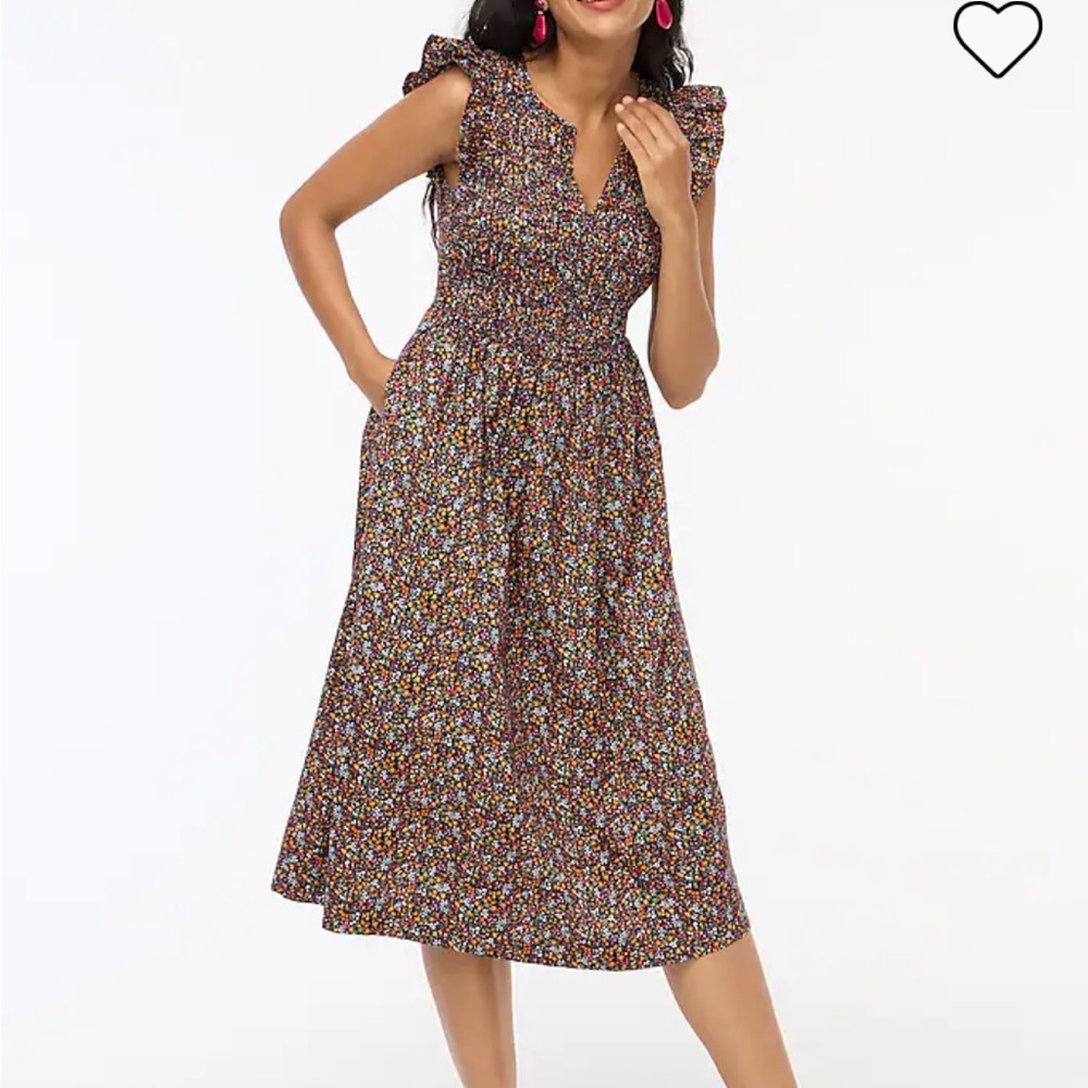 Navy with flower print midi dress - Picture 3 of 5